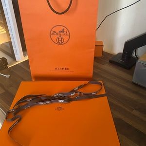 Hermes gift bag and box with ribbon
